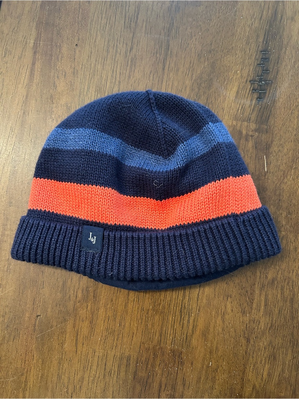 Janie and Jack Navy, Blue & Orange Knit Beanie Hat
